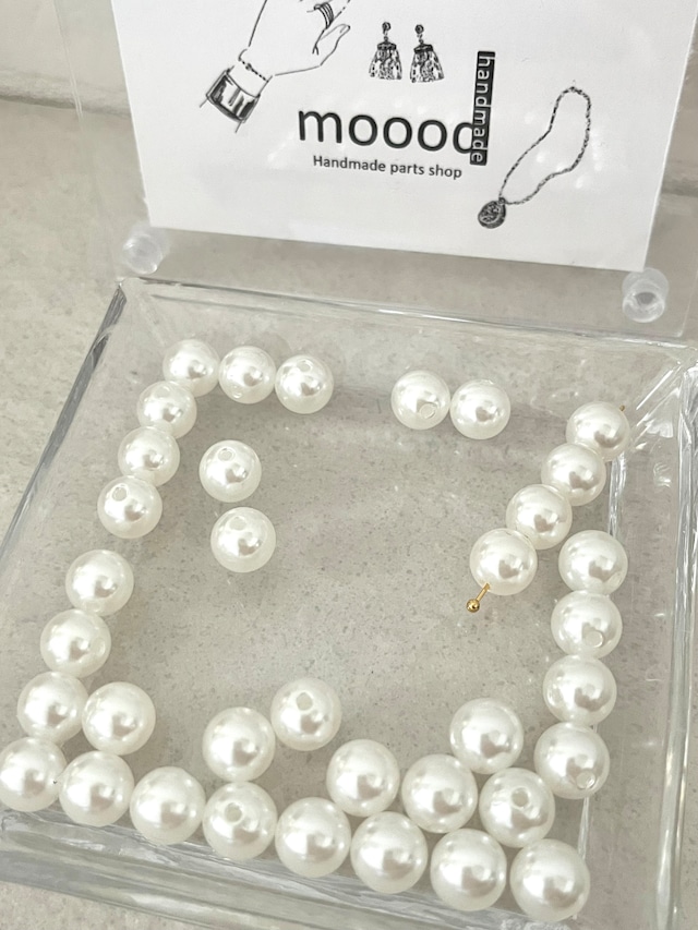 【50pcs】10mmパールアクリルビーズ/スペーサー/艶あり