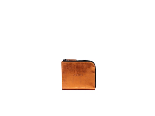 CRÈME 箔 14030　オレンジ　Ｌ字ファスナー　コンパクト財布　