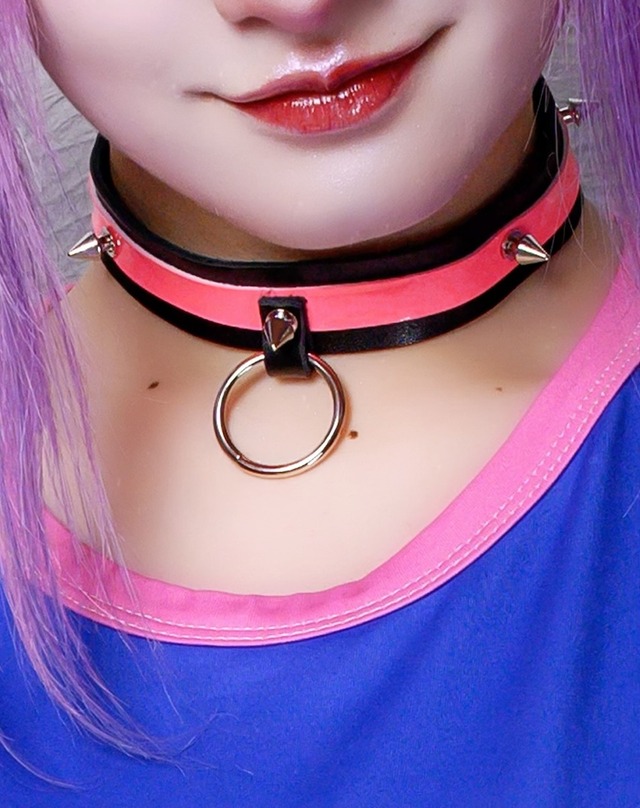 ラインリングスタッズチョーカー【PINK】／AIKA ELECTRONICS