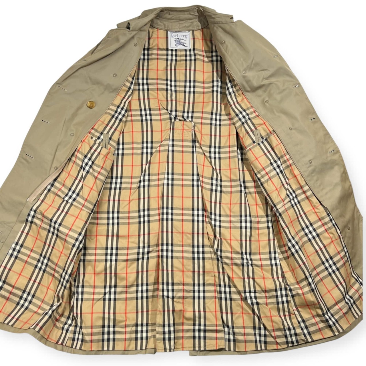 90s Burberry バーバリー ベルト付き トレンチコート 11AB3/くすみベージュ系 レディース ビンテージ