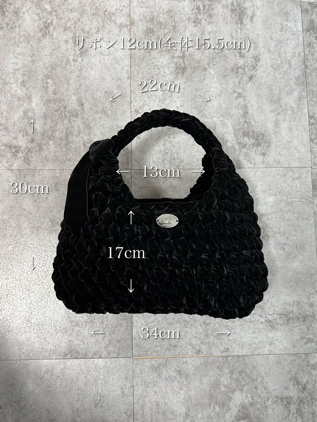triangle velvet ribbon bag large《butter yellow》
