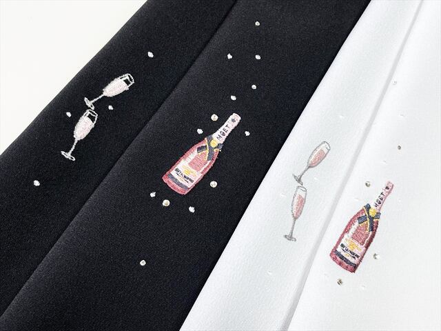 ポリ　筒入り半衿20枚セット 刺繍半衿 ブラック ボトルとペアグラス | Commonこもん
