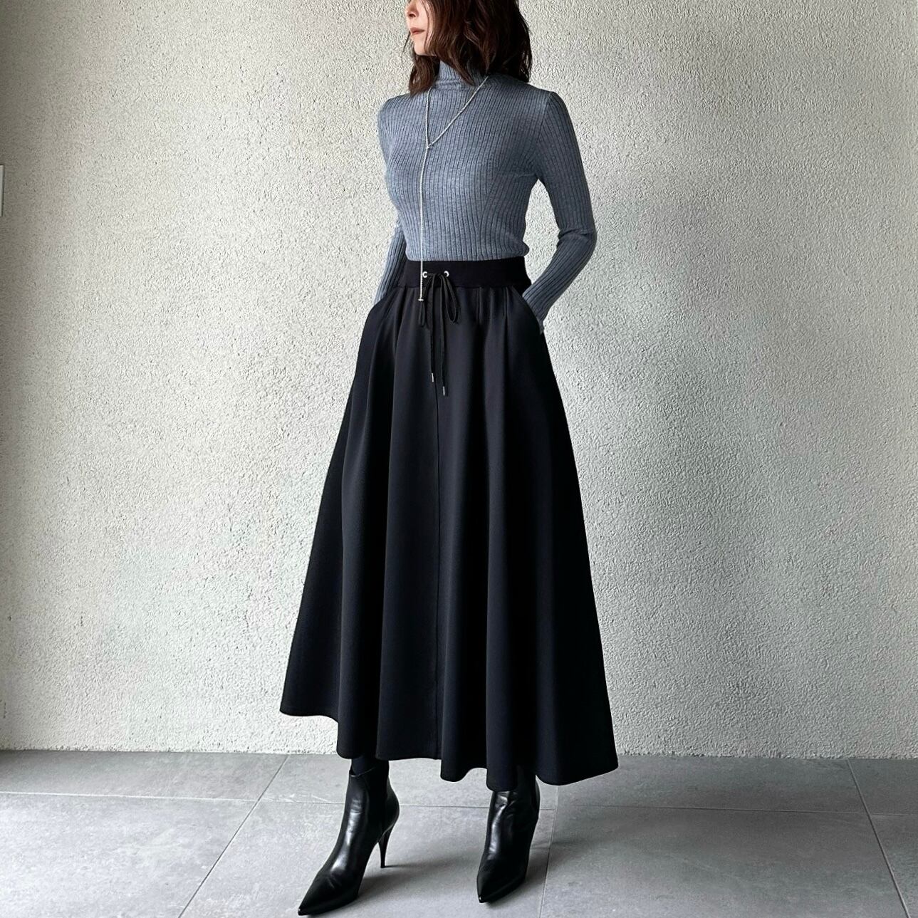 SYSORUS × akko3839 レクチュールタックフレアスカート 450-26581  