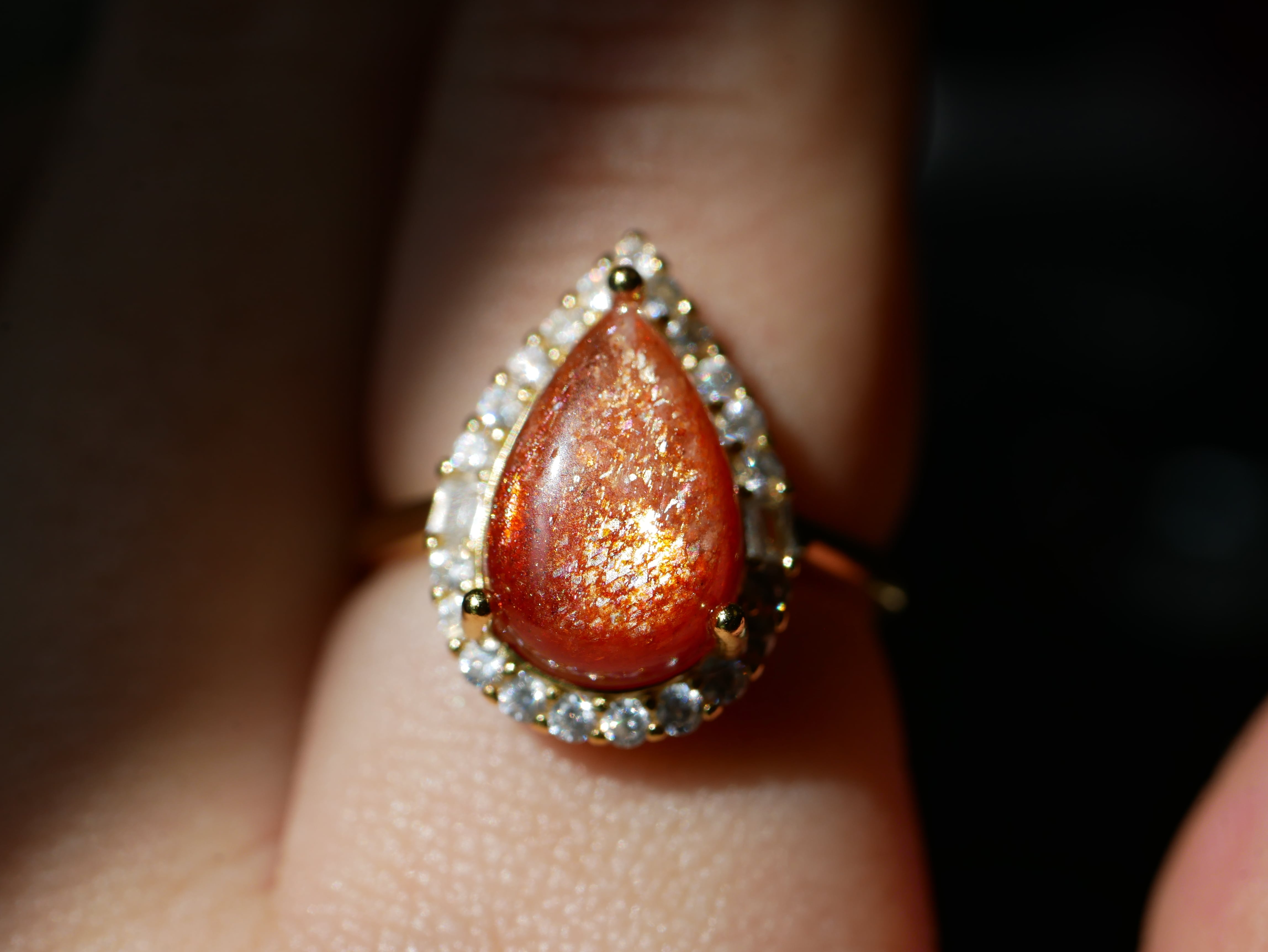 Red Agate × Rutile Quartz Doublet Stone Ring 赤メノウ ルチル