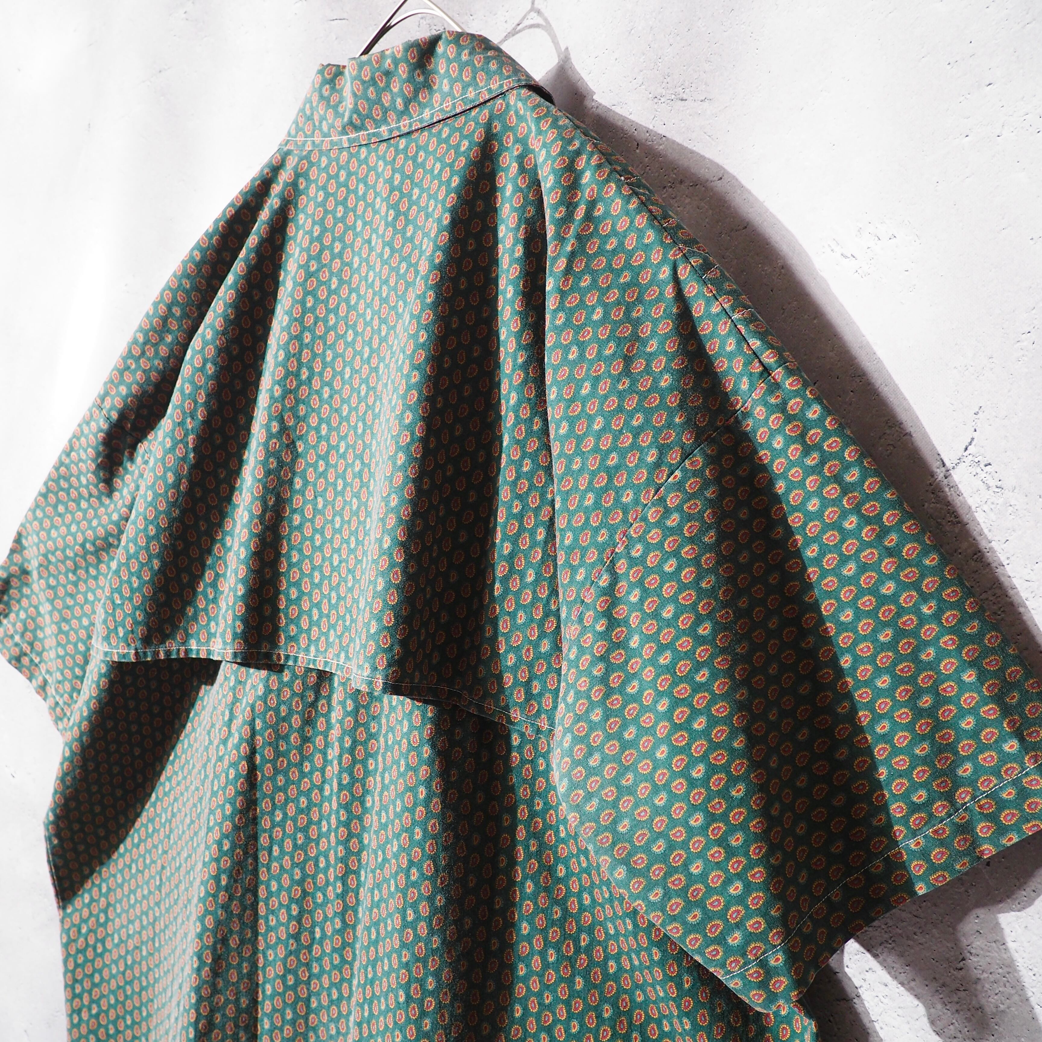 1990s Dull Green × Paisley pattern Vintage loose Hunting shirt