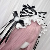 ♡ 【全4色】Milky bunny ぽんぽんリボン うさみみフリルレースヘッドドレス pink ♡