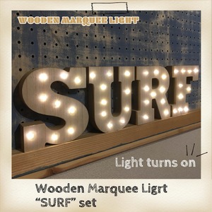 Wooden Marquee Light SET「SURF」(木製ライト）西海岸インテリア♪