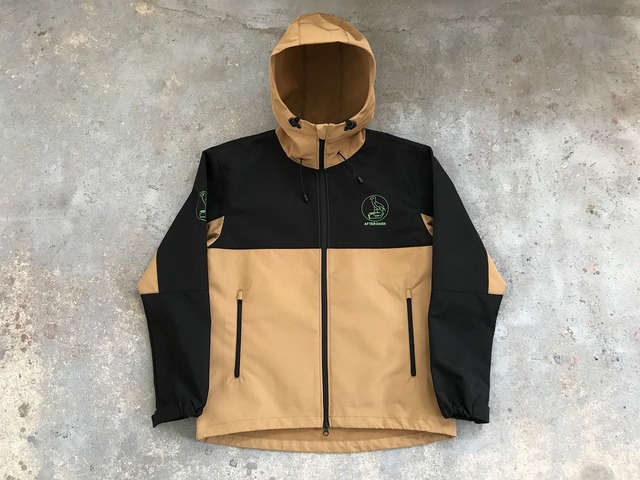 2023SS AFTER DARK "hieroglyph" switching-shell hoodie【COYOTE BROWN/BLACK】