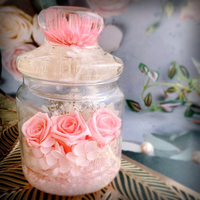 No.606 かて ミニ薔薇ブーケ＆カーネーション♡ハーバリウムペン立て
