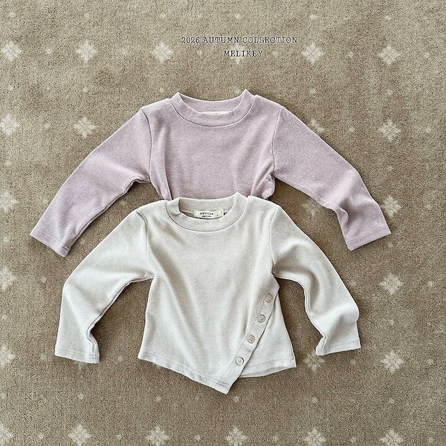【取寄】melikey|diagonal button tee|ダイアゴナルボタンTシャツ|XS-JM|kids&jr|26 autumn