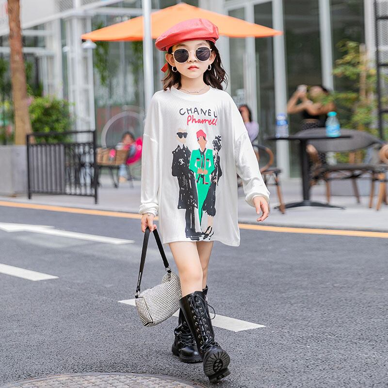 Tシャツ シャツ スプリングオータムプリントトップス ロング コットン 春物 秋物 トレンディボーイ52951373958