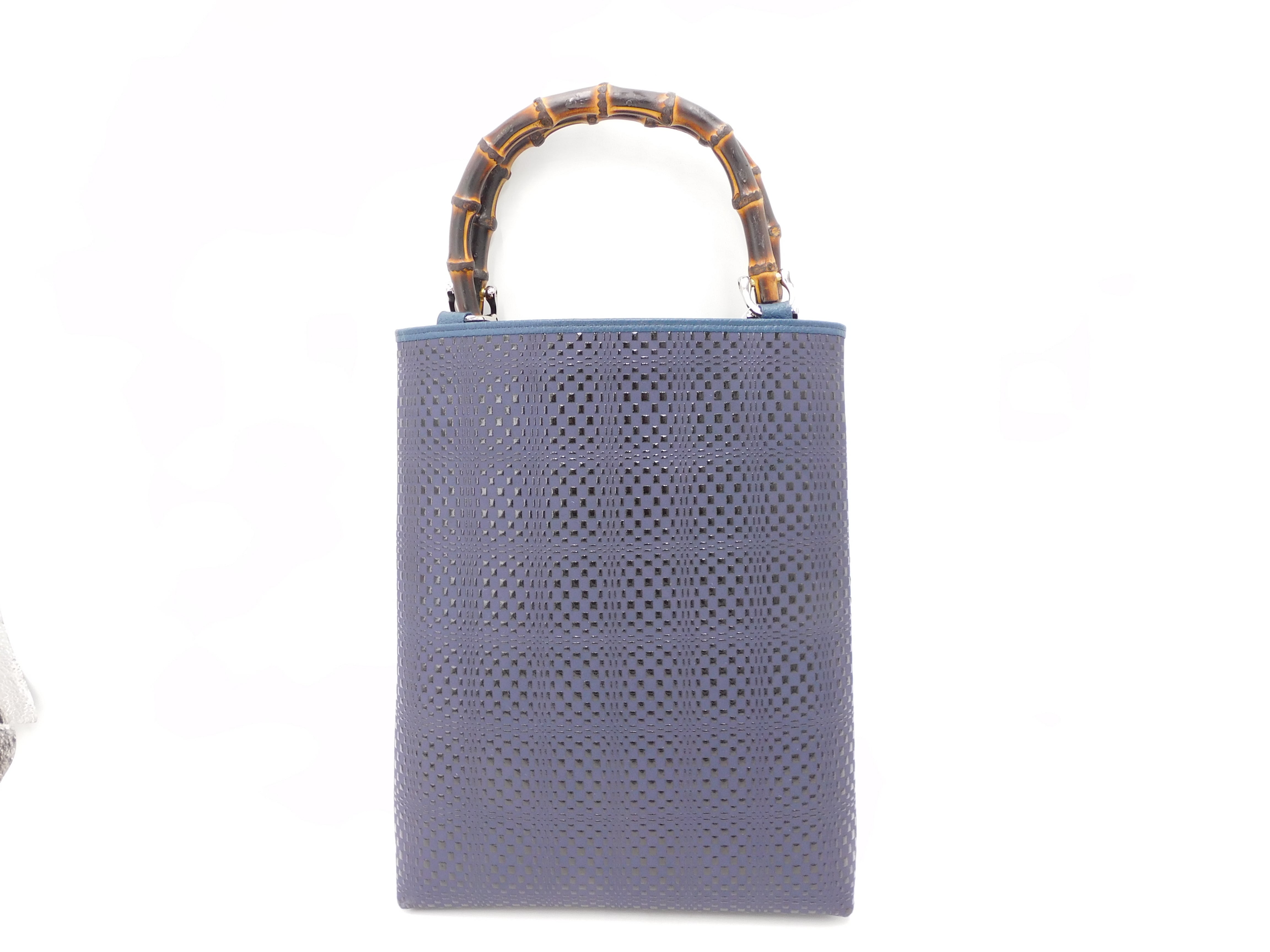 バンブー手提げ（大）黒/黒 七宝菊柄 | 浅草前川印傳｜公式オンライン