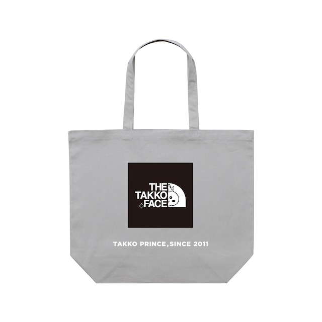 THE TAKKO FACE BOX LOGO CANVAS TOTE BAG LIGHT GREY