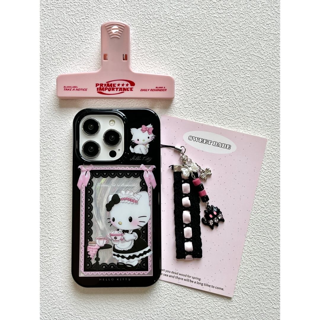 ピンクのメイドcat iPhoneケース