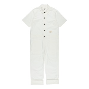 CUT SHORT SLEEVE JUMPSUIT / WHITE / UNISEX