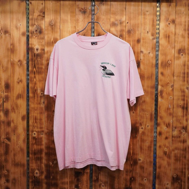 90s fruit of the loom フルーツオブザルーム 鴨 Tシャツ XL/ピンク アニマルTシャツ