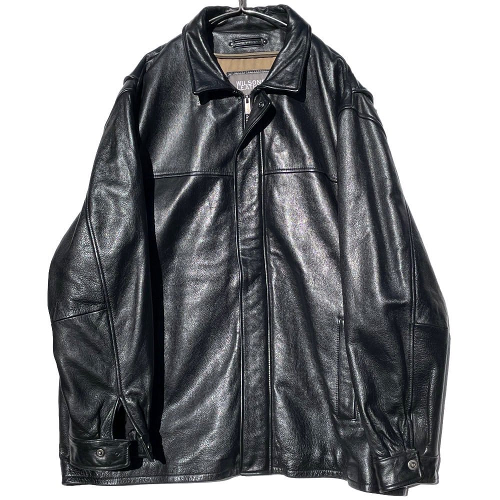 WILSONS LEATHER] Big Silhouette Half Length Zip Up Leather Jacket