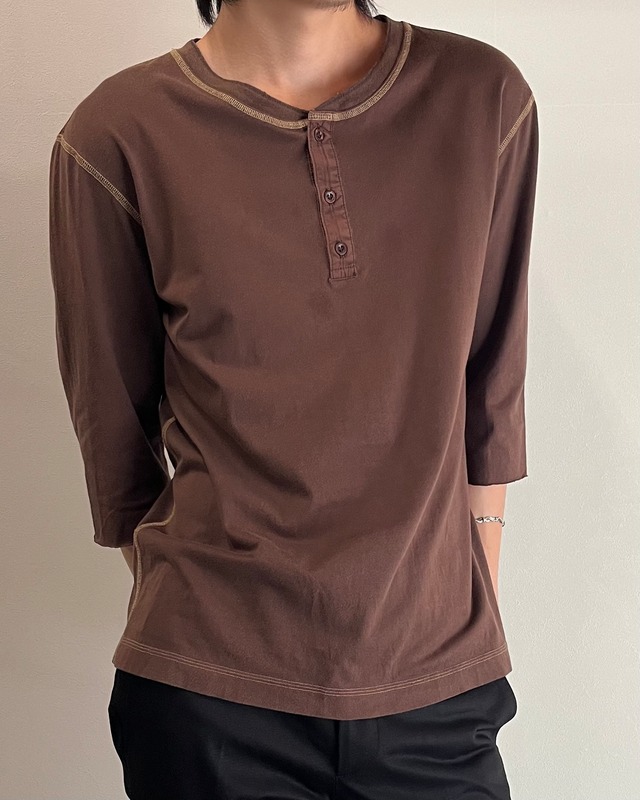 【Paul Smith】henley neck cropped sleeve t-shirt