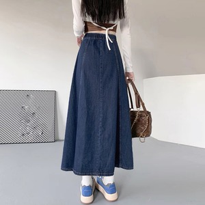 デニム スカート ロング レディース フレア かわいい 大人 きれいめ カジュアル おしゃれ フェミニン レトロ Aライン 大人可愛い 大人女子
