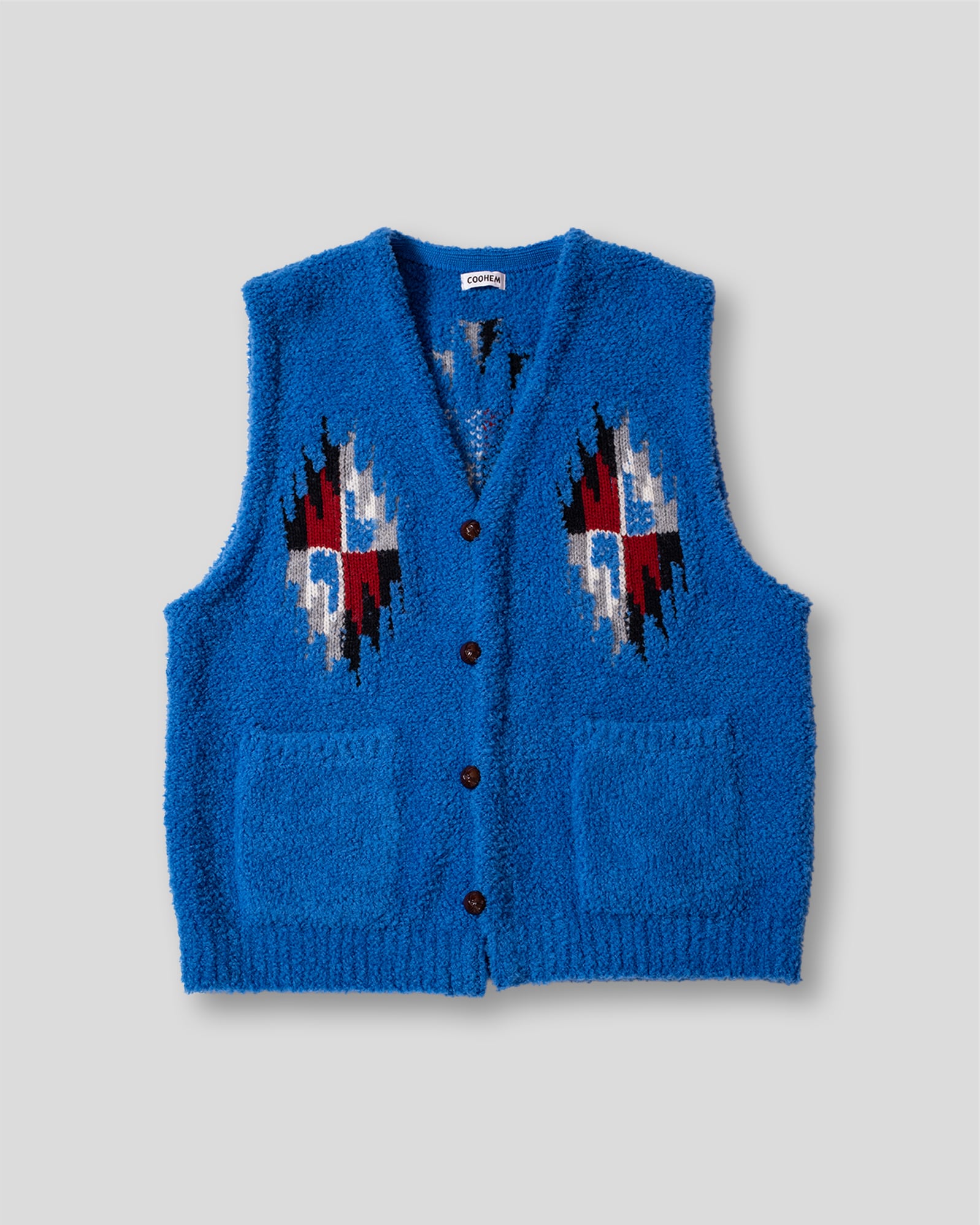 WOOL CHIMAYO JACQUARD VEST BLUE