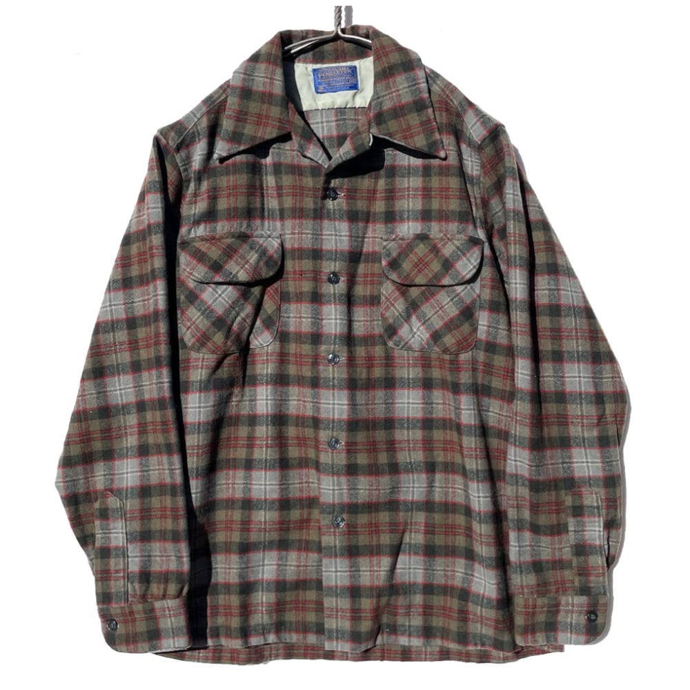 トップス 70s Pendleton Open Collar Wool Shirt Pendleton [PENDLETON] vintage open collar wool shirt [1970s