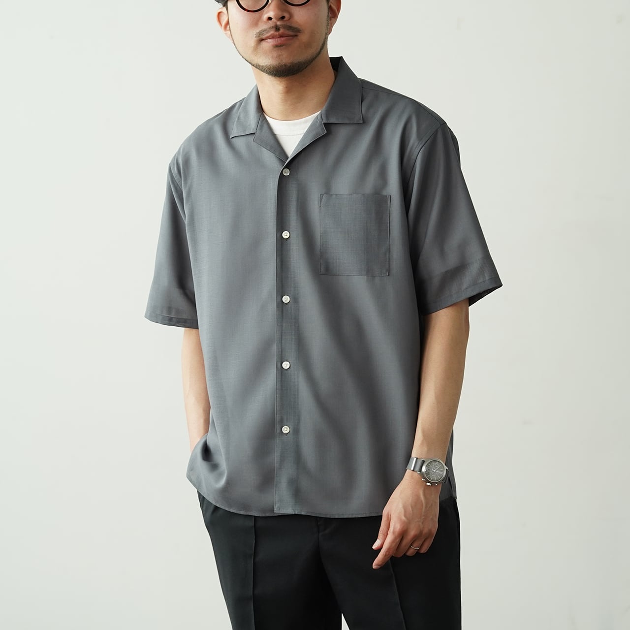 尾州　ウール　オオタシャツ　S size 先行公開】尾州ウールシアーオープンカラーシャツ | JiTan｜大人メンズ