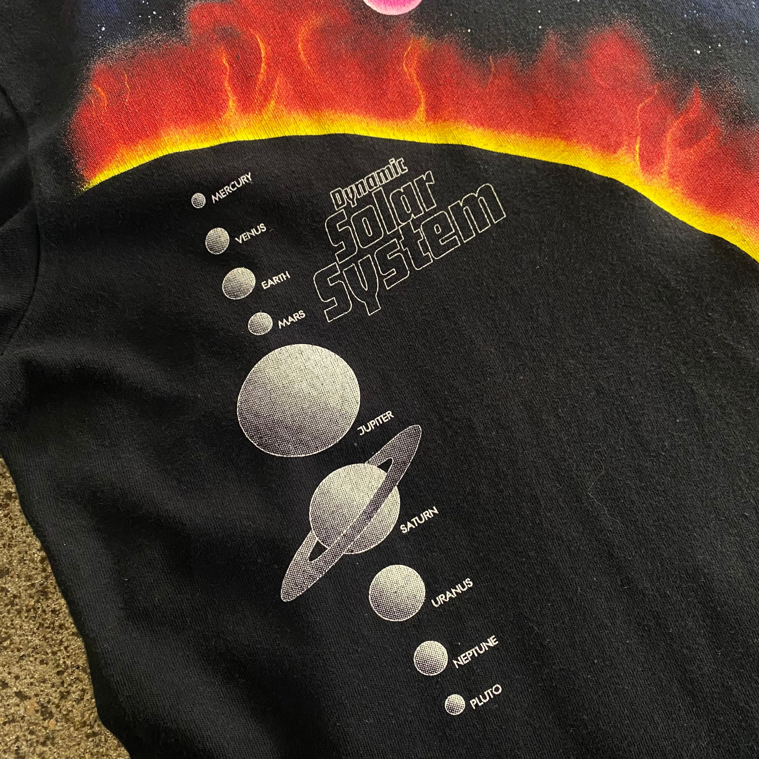 90s Dynamic Solar System 宇宙 惑星 tシャツ フェード