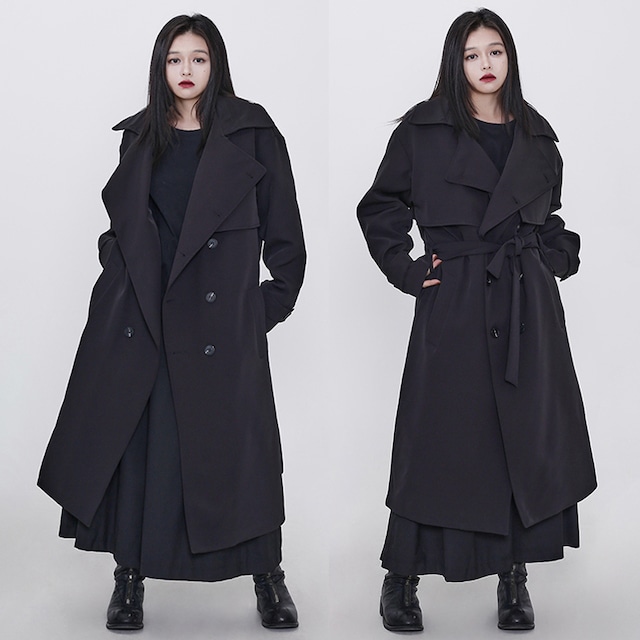 【隱覓シリーズ】★ロングコート★ 綿入れコート トレンチコート 男女兼用 メンズ 冬用コート ブラック 黒い