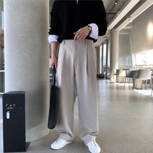 ダブルプリーツドレープワイドカジュアルパンツ　0751