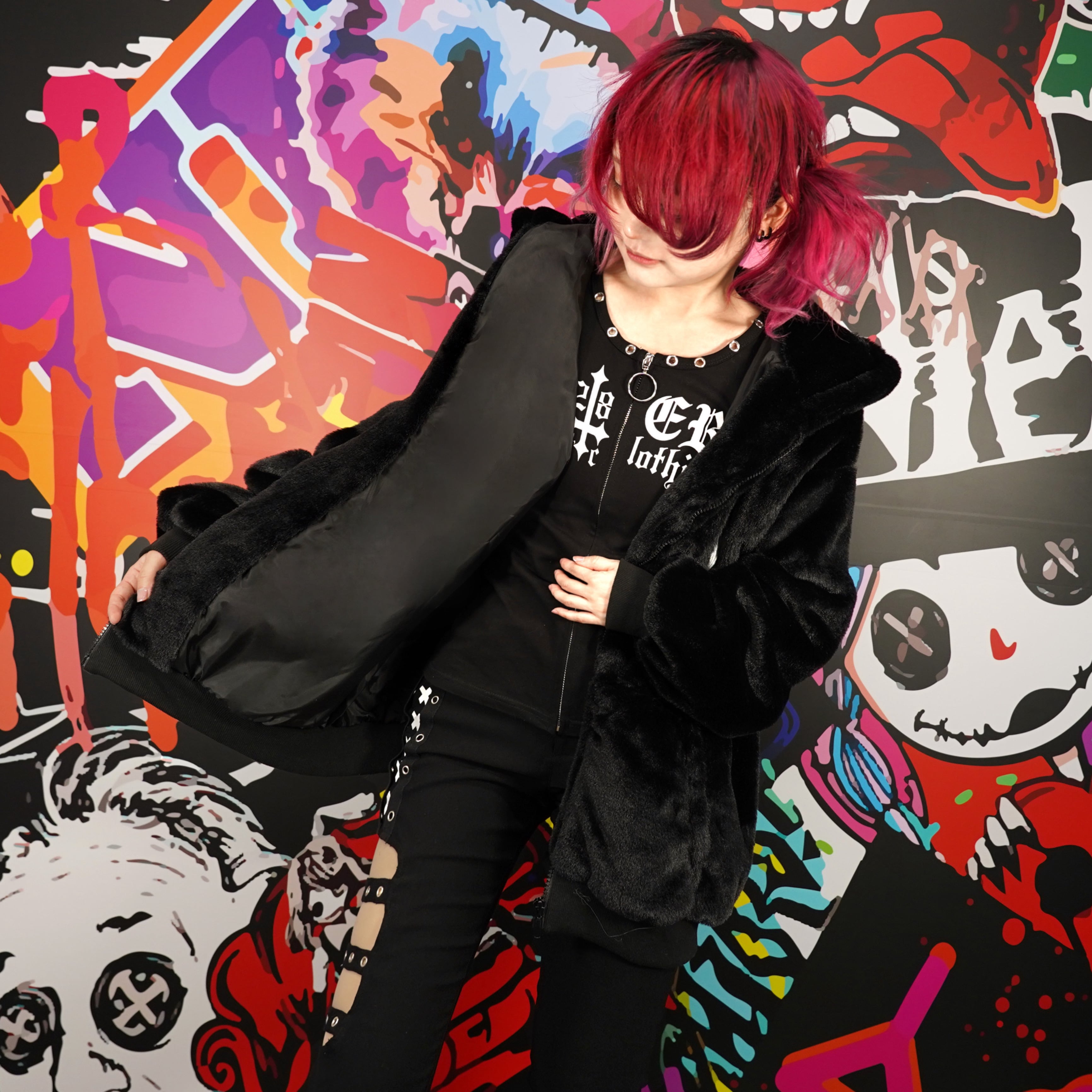 ふわふわBLACK ZIP OUTER【刺繍デザイン】 | NIER CLOTHING