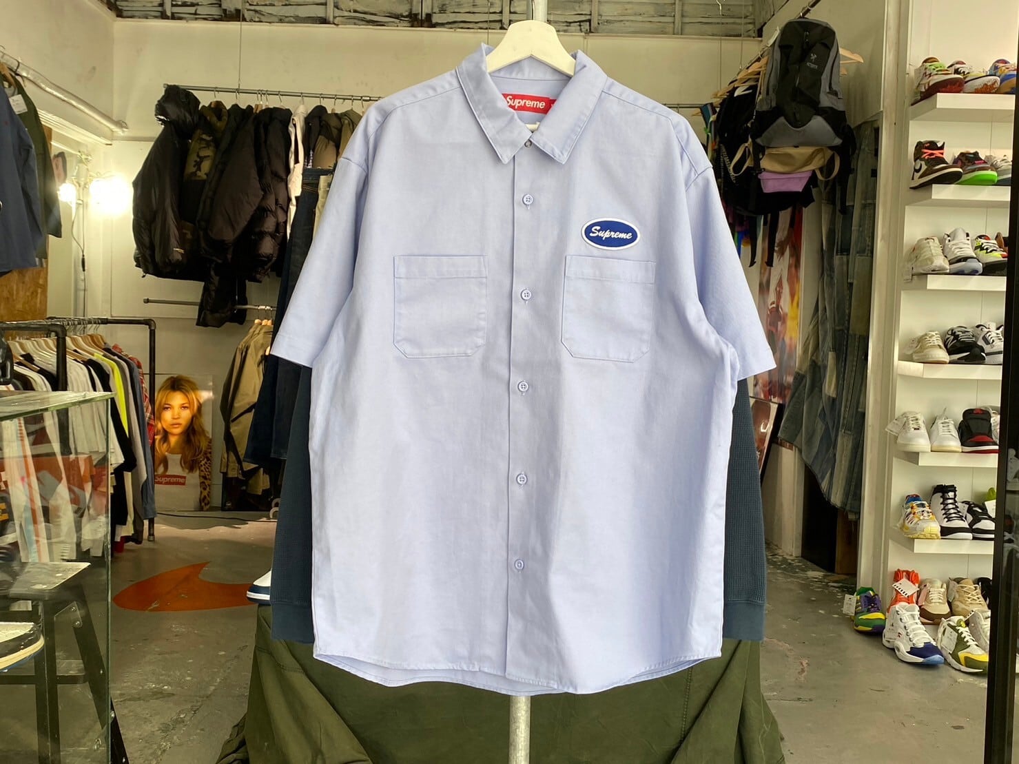 Supreme THERMAL SLEEVE WORK SHIRT LIGHT BLUE XL 42124 | BRAND 