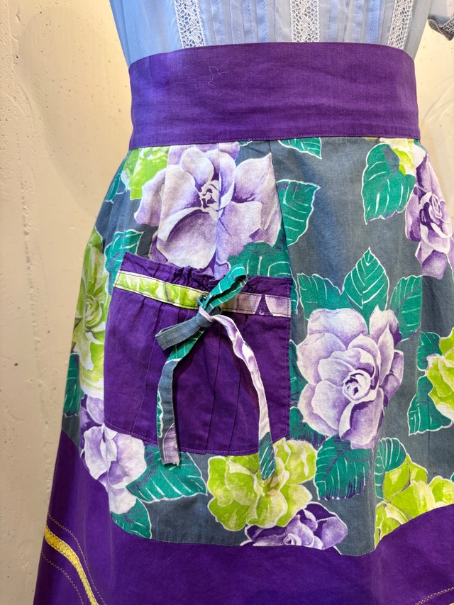 vintage purple flower apron
