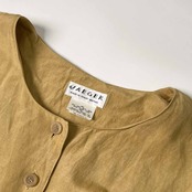 90s イングランド製 シルク リネン混 JAEGER イエーガー 半袖 ワンピース UK 12/マスタード系 レディース ビンテージ