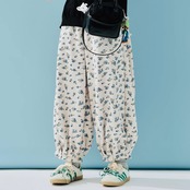 ブルーフローラルのコクーンルーズパンツ♡リラックス×フェミニンの大人ガーリー 《i0543》