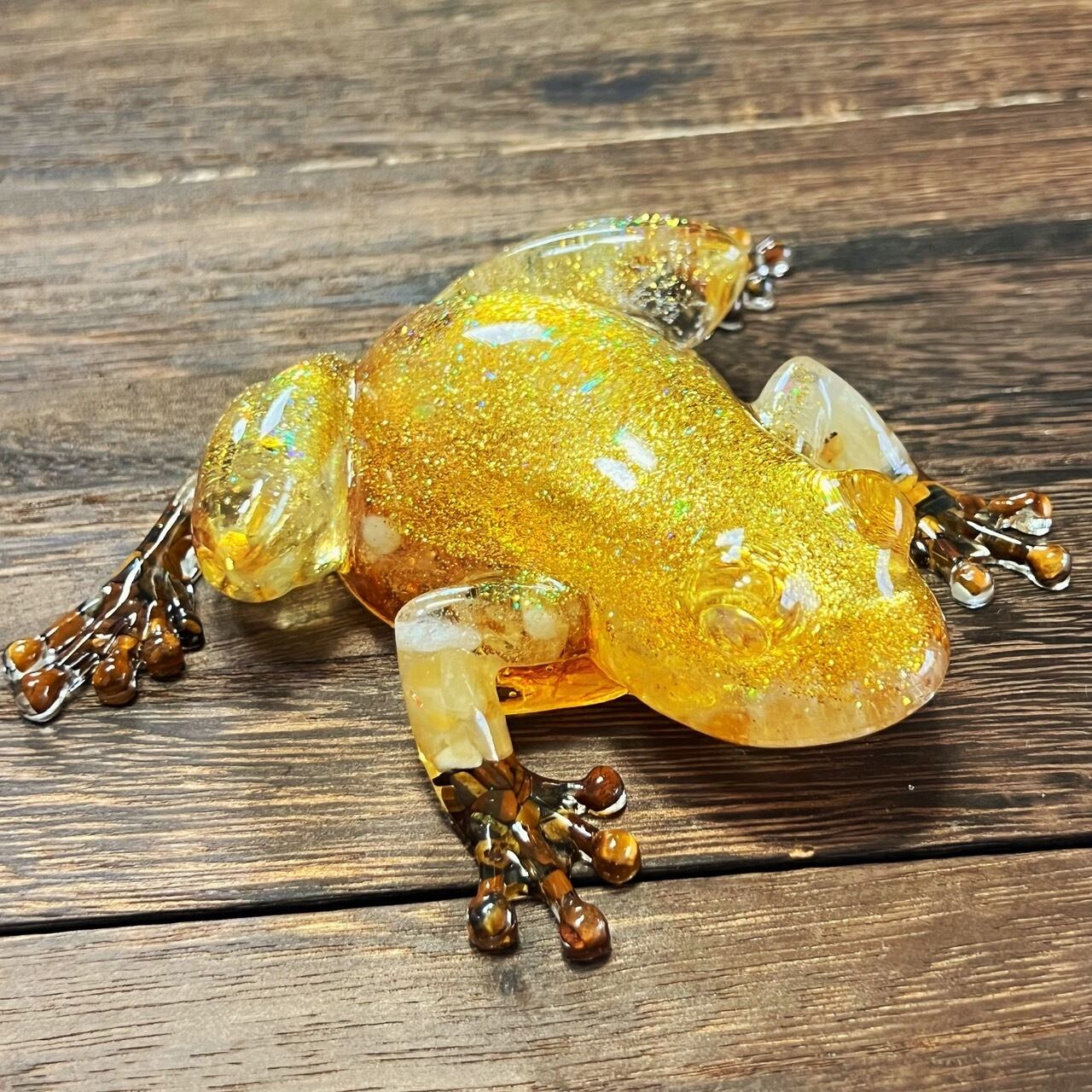 かえるオルゴナイト BIGサイズ シトリン アラゴナイト タイガーアイ