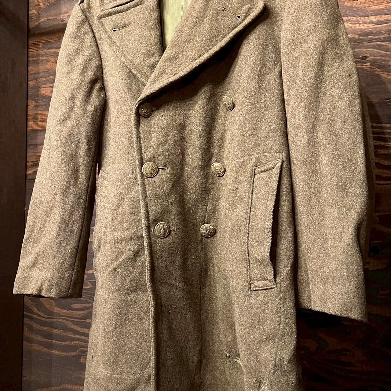 40s〜 US Army 米軍実物 WW2 ウール オーバーコート 34R S/M グレート