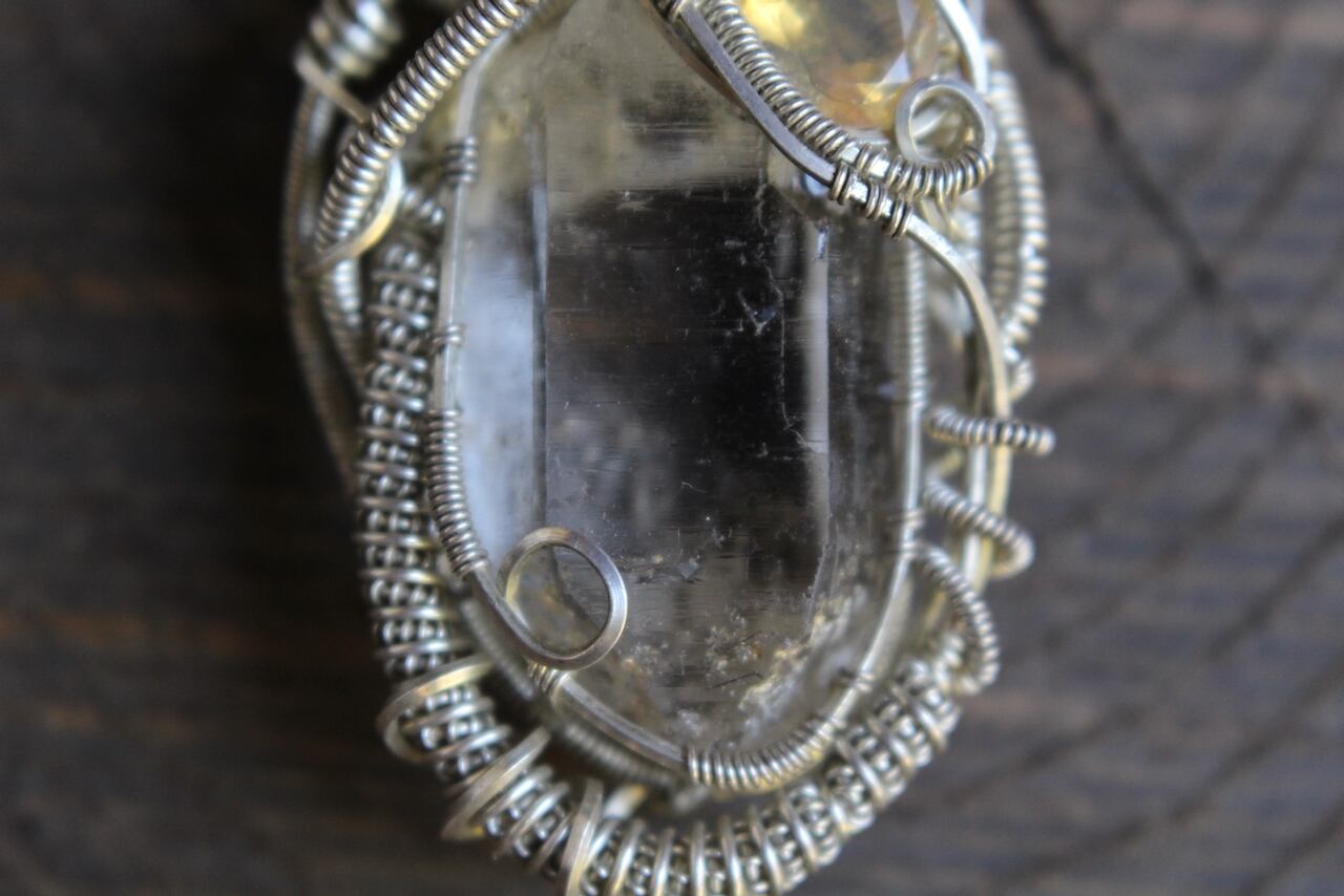 Ganesh himal Crystal & Crystal opal silver925 wirewrapping pendant