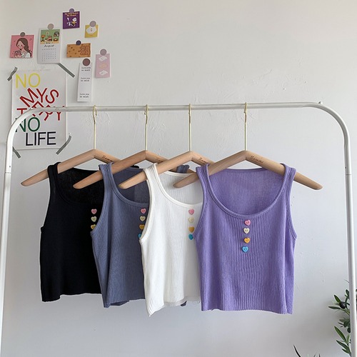 ✞ カラーボタンニットノースリーブトップス スウィート ✞ゴスロリ SM ミリ 甘ロリ クラロリ 和ロリ エレガント 黒ロリ 姫ロリ 華ロリ BB-BB7808457