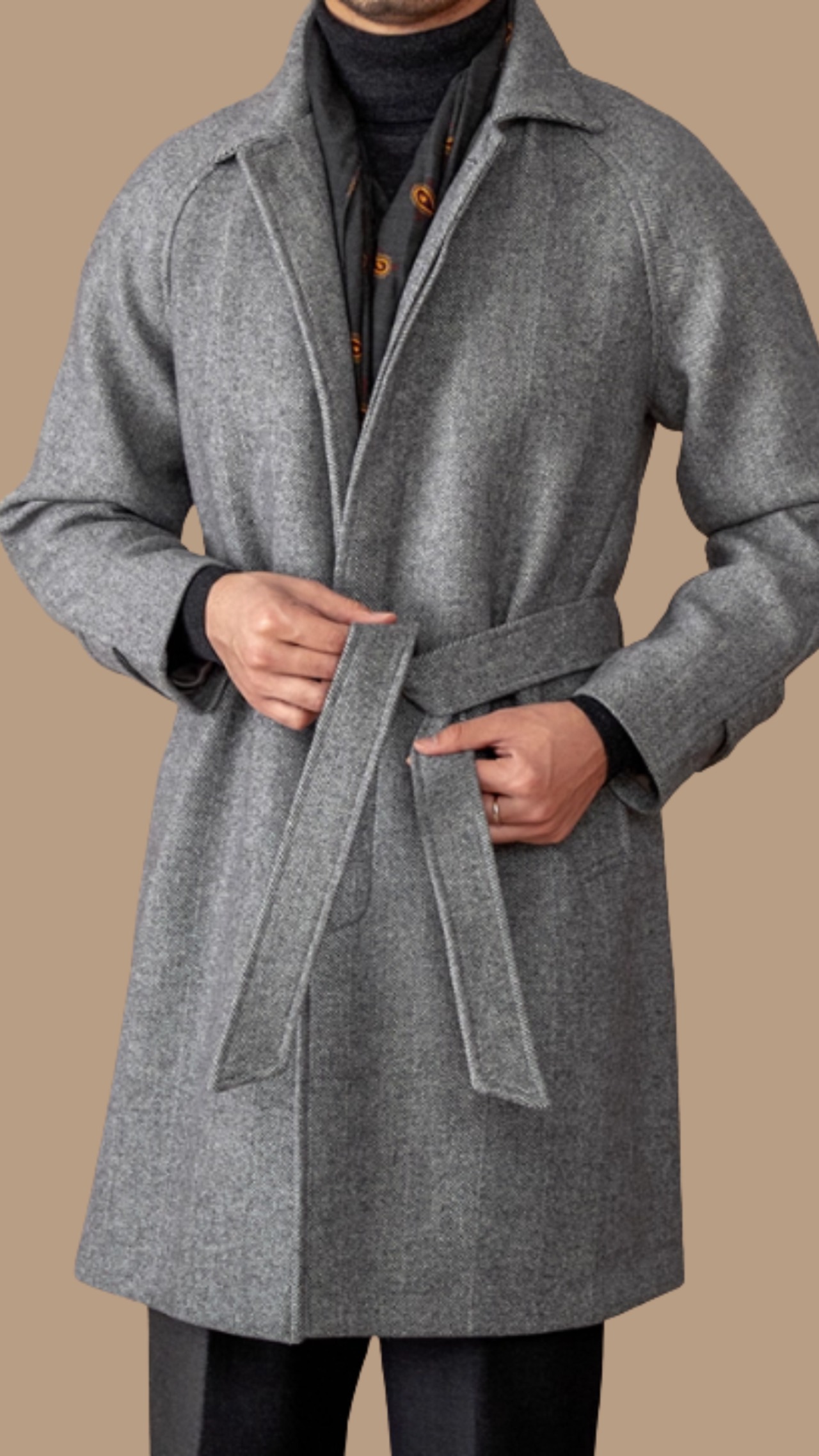 ウールブレンド バルマカーンコート（ベルト付き）