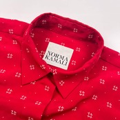 上下 NORMA KAMALI ノーマカマリ 総柄 セットアップ 長袖シャツ スカート 9A2/レッド レディース レトロ ビンテージ