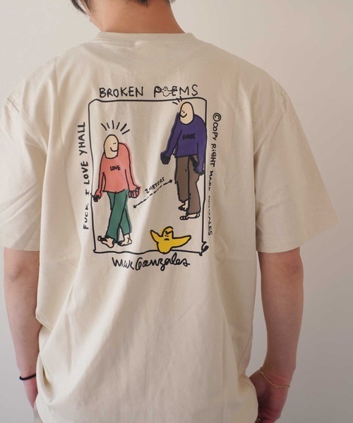 MARK GONZALES (マークゴンザレス) Colorful ART S/S TEE / ワンポイント 刺繍 Tシャツ 2G7-11337 ベージュ
