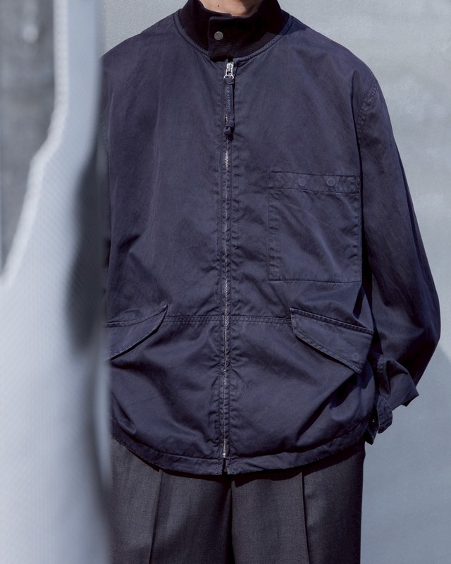 00s “C.P. COMPANY” stand collar utility jacket / garment dyed cotton / good faded navy / Made in ITALY