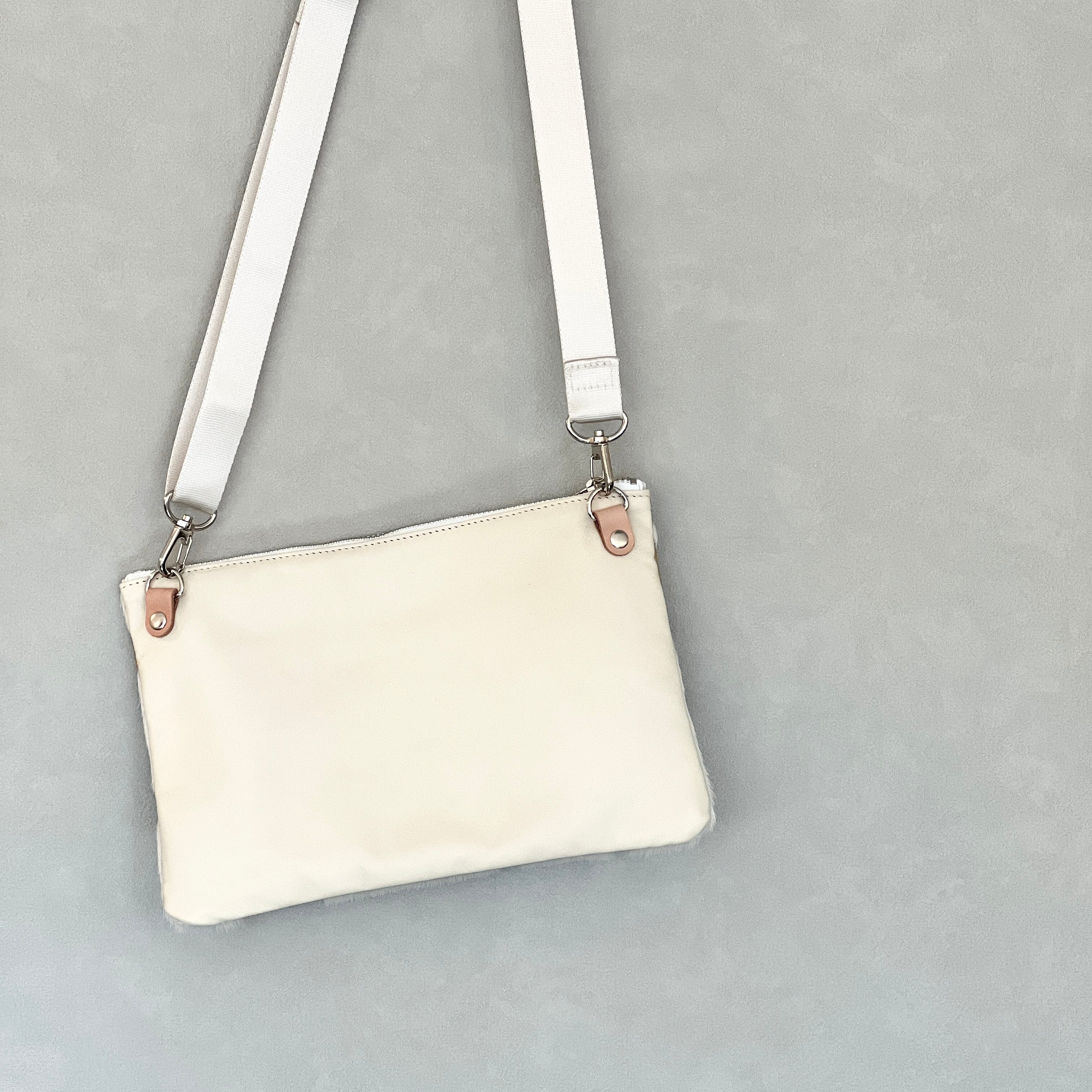 受注製作】フラットショルダーポーチ/サコッシュ（セット） ハラコ