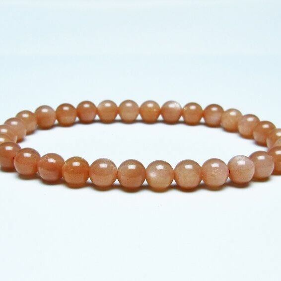 オレンジムーンストーン ブレスレット 6mm 一点物 メール便可 [M便 1/10] 111-48563
