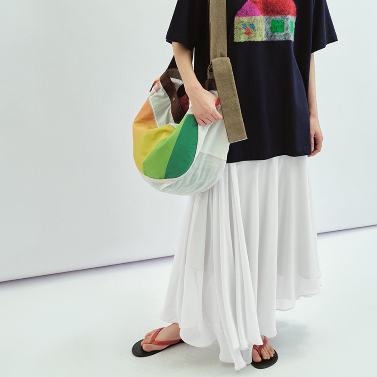 Asymmetrical Midi Flare Skirt T4358