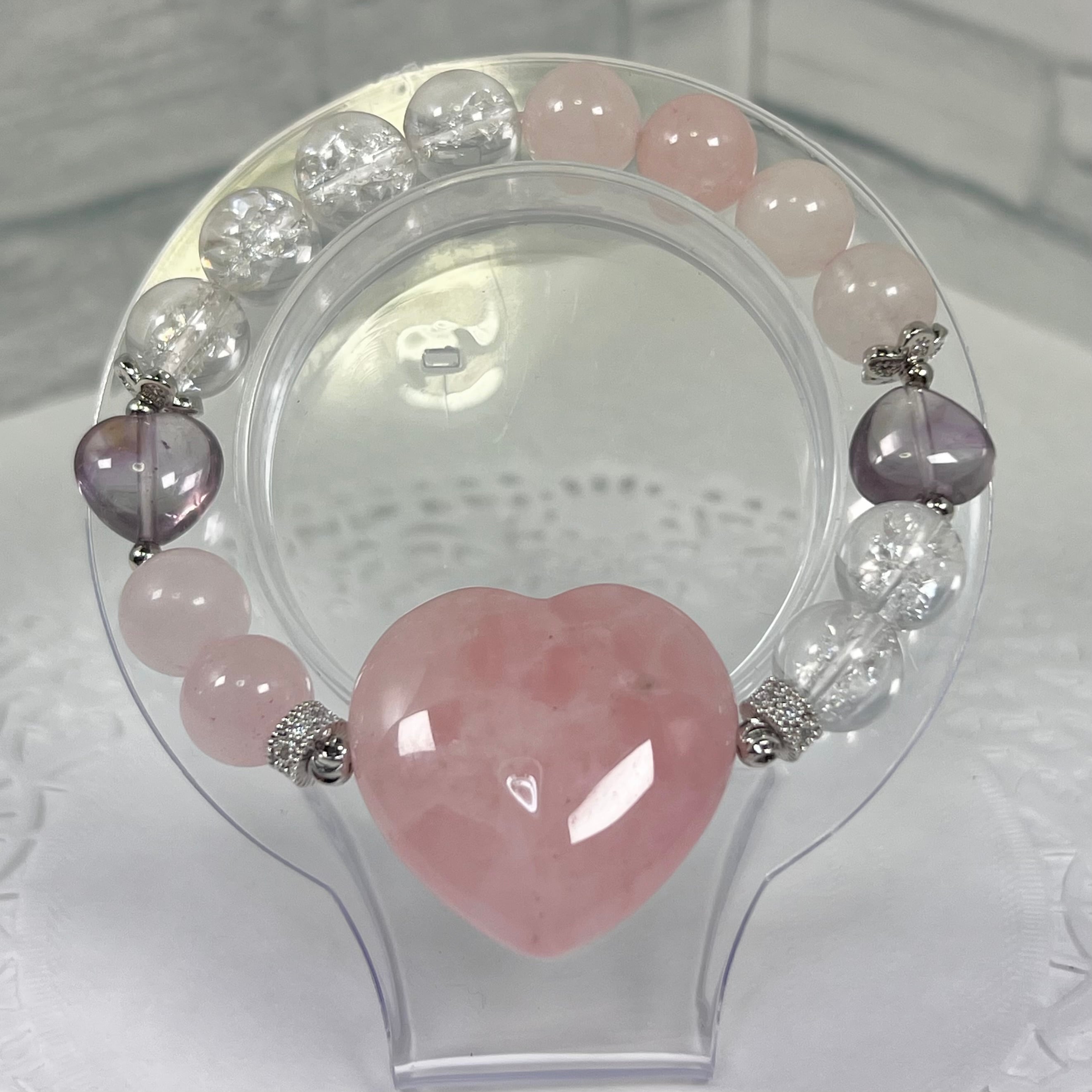 ローズクォーツ ハート ブレスレット❤︎】❤︎送料無料❤︎天然石