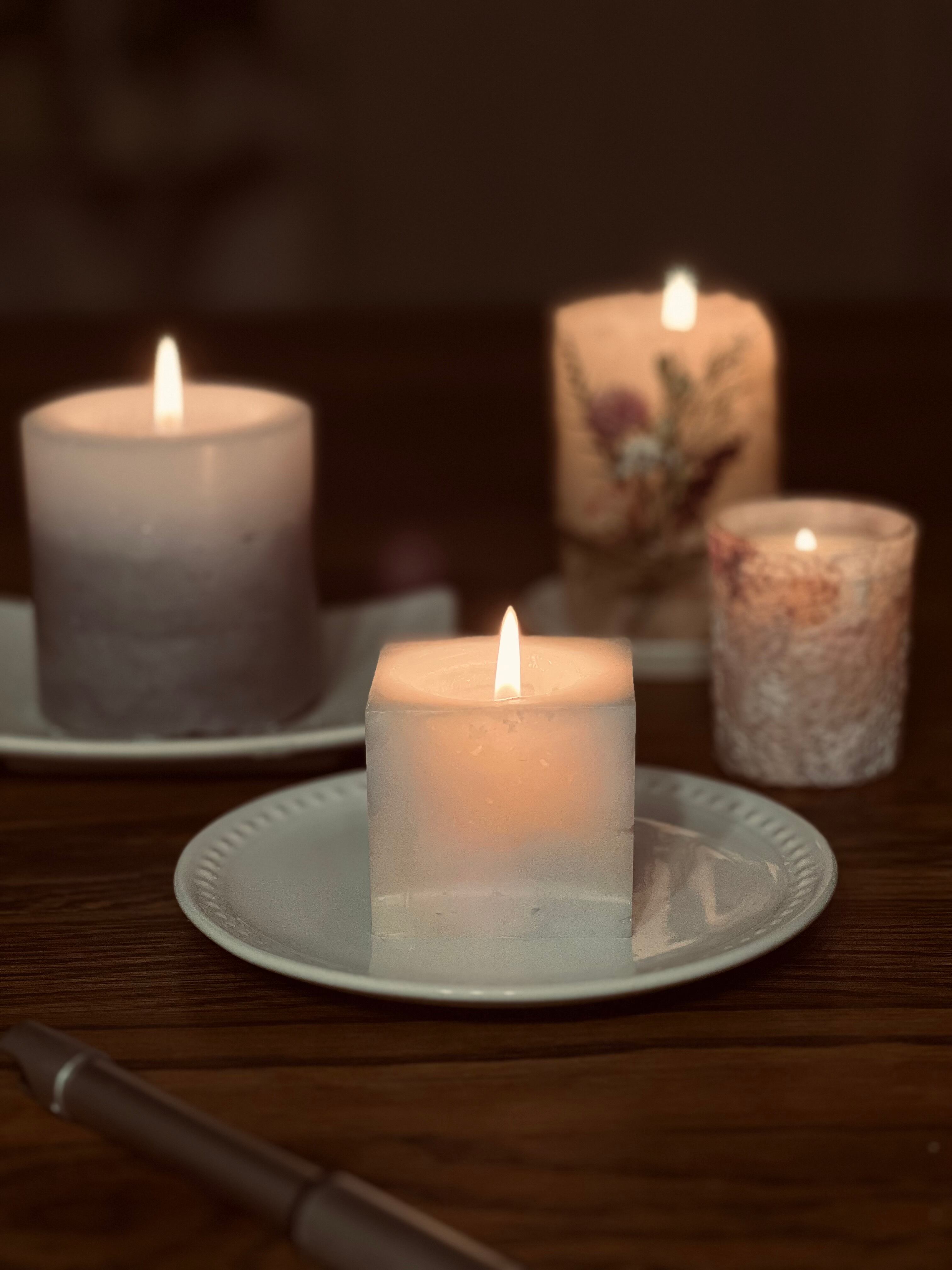 ストーンキャンドル キューブキャンドル 大理石風キャンドル