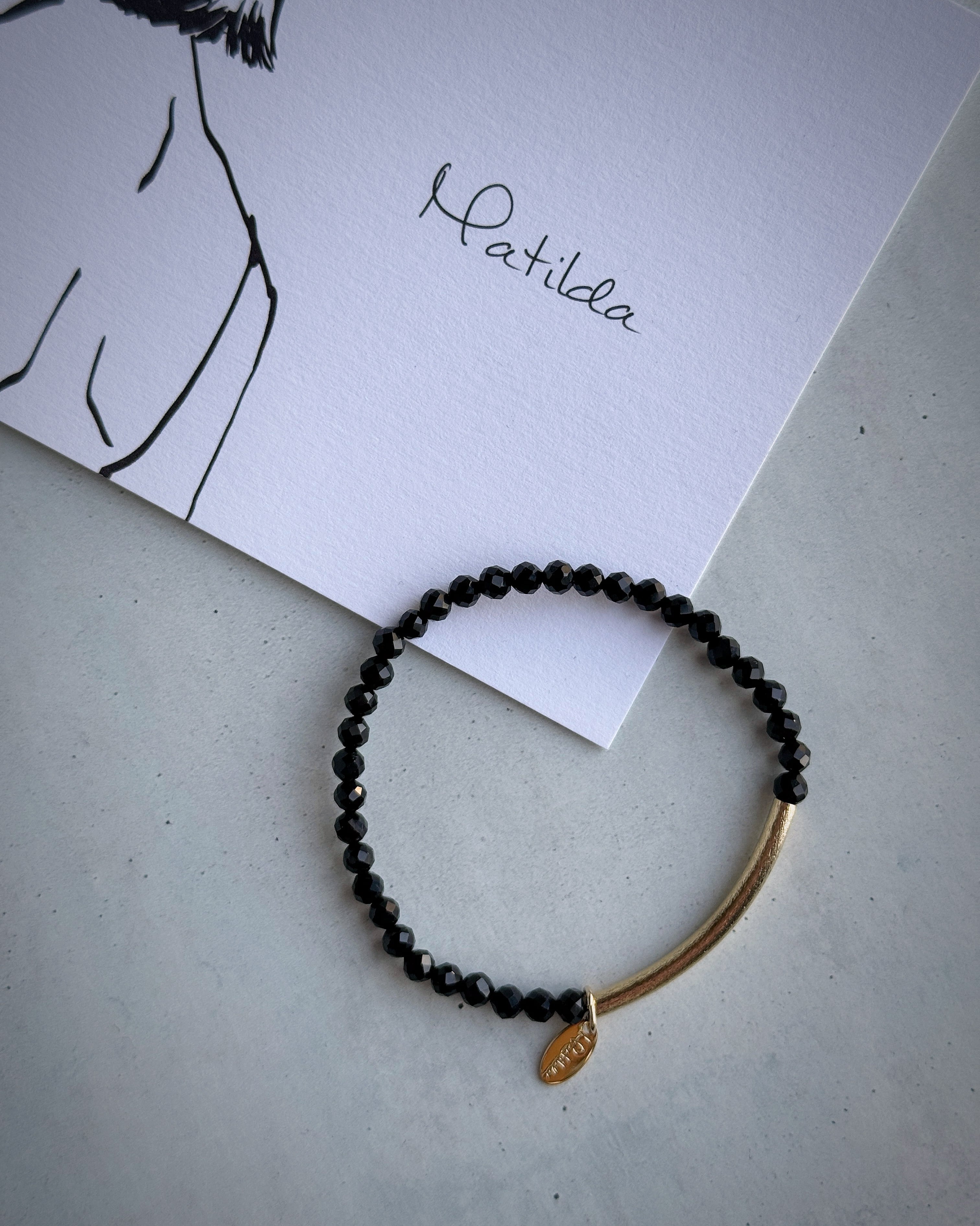 【再販】Tube & stone bracelet(オニキス)