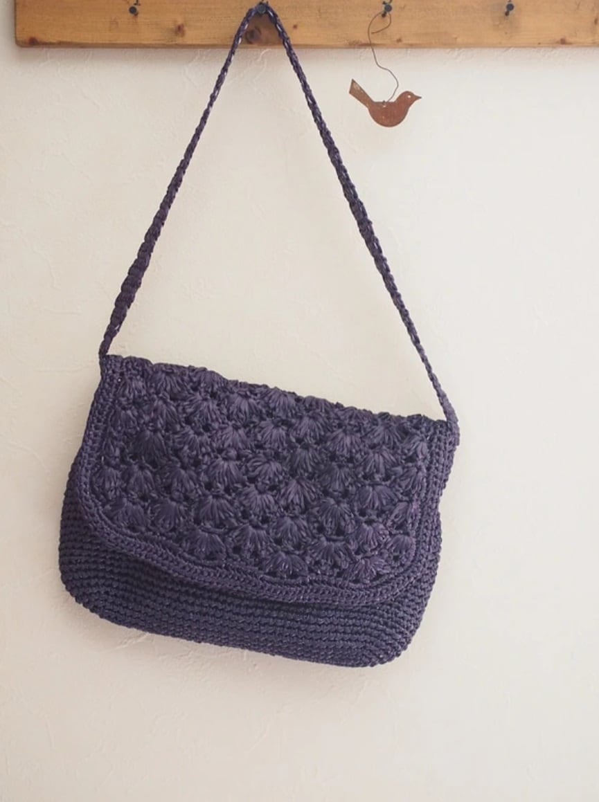 編み図】おしゃれに持ちたい♪ フラップハンドバッグ | Natural knit ecru*