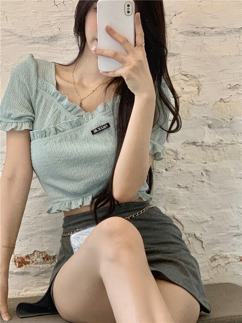 Tシャツ サマーショートスタイルトップス 夏物 ピュア ブラックストロベリース21472158919